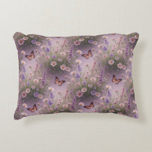 Cojín Decorativo 💜 Elegancia floral acuarela púrpura soñadora 💜