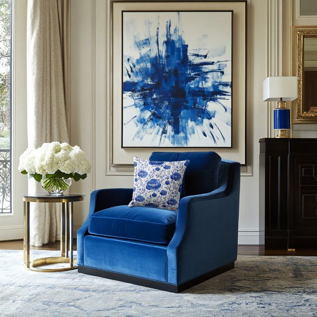 Cojín Decorativo Elegancia floral azul de Rococo (Subido por el creador)