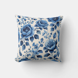 Cojín Decorativo Elegancia floral azul vintage