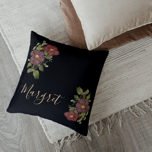 Cojín Decorativo Elegancia floral con estilo chic negro