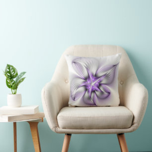 Cojín Decorativo Elegancia floral moderna arte abstracto violeta fr