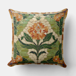 Cojín Decorativo Elegancia floral: Motif de azulejos con perla de a