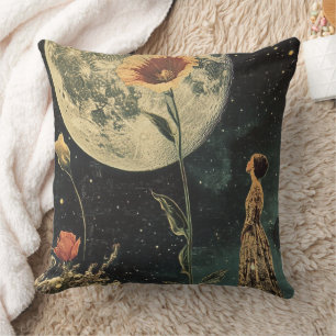 Cojín Decorativo Elegancia iluminada por luna - Mujer con luna