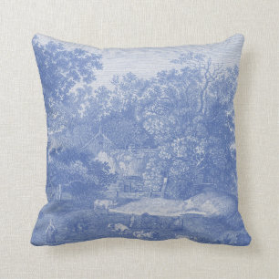 Cojín Decorativo Elegancia lamentable del país Blue Toil de Jouy