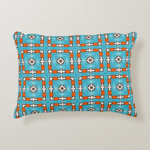 Cojín Decorativo Elegancia moderna Naranja azul Azulejos blancos mo