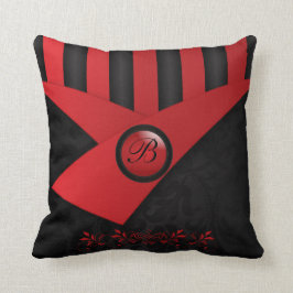 Cojín Decorativo Elegancia negra y de color rojo oscuro del