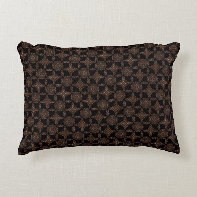 Cojín Decorativo Elegancia Noir Brown & Black Pattern (Anverso)