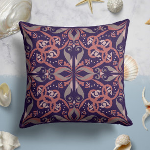 Cojín Decorativo Elegancia ordenada en violeta profundo