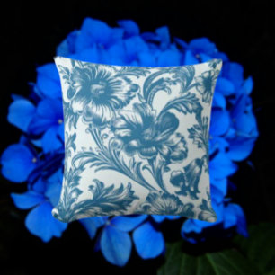 Cojín Decorativo Elegancia Romántica Floral Azul
