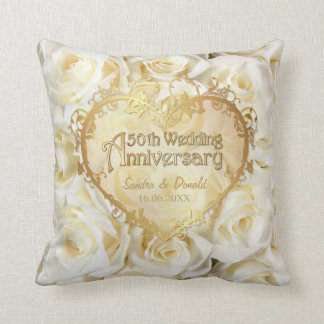 Cojín Decorativo Elegancia rosa blanca - 50° aniversario Boda