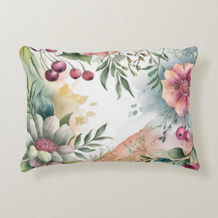Cojín Decorativo Elegancia Serena: Armonía Floral Dibujada a Mano