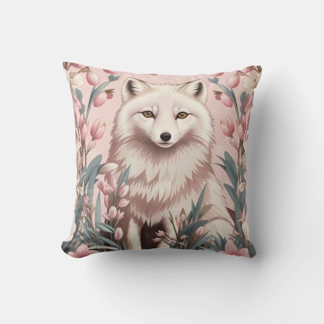 Cojín Decorativo Elegant Arctic Fox Pink Floral (Anverso)