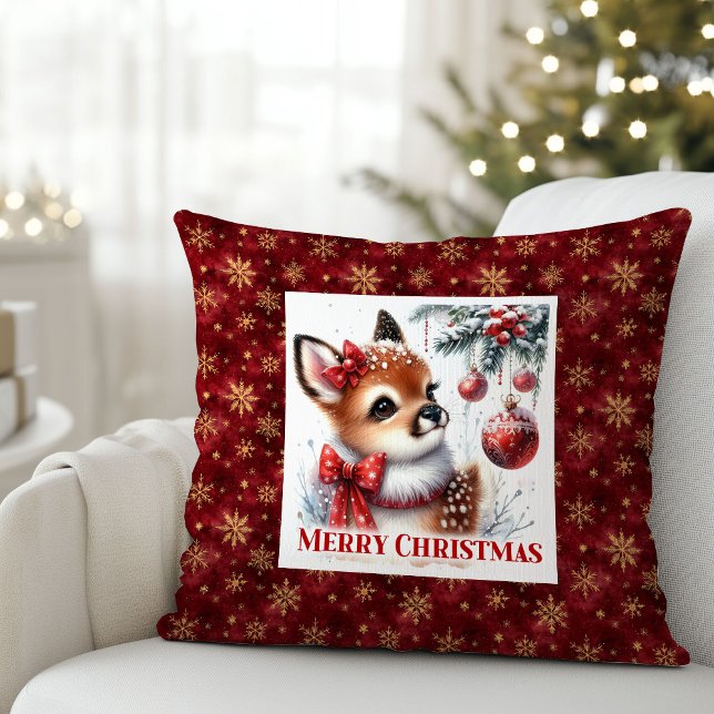 Cojín Decorativo Elegant Baby Deer Snowy Forest Kids Gift Christmas (Elegant Baby Deer Snowy Forest Kids Gift Christmas Pillow

)
