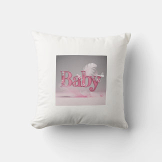 Cojín Decorativo Elegant Baby Girl Pink Typography | Floral & Butte