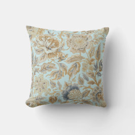 Cojín Decorativo Elegant,Beigie Gold Soft Blue Flowers Pattern