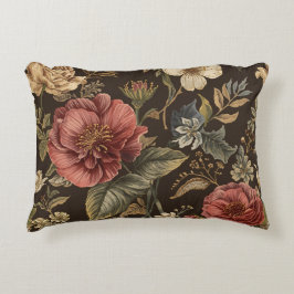 Cojín Decorativo Elegant, Beigie Maroon Brown Flowers Pattern