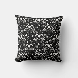 Cojín Decorativo Elegant Black and White Butterfly Pattern