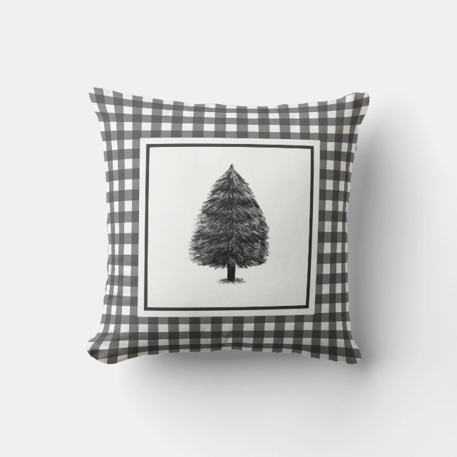Cojín Decorativo Elegant Black & White Gingham Rustic Farmhouse