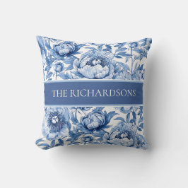 Cojín Decorativo Elegant Blue and White Flowers Floral Pattern