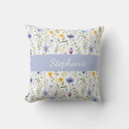Cojín Decorativo Elegant Blue Purple Watercolor Wildflower 
