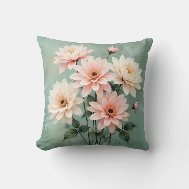 Cojín Decorativo Elegant Blush Chrysanthemum Art (Anverso)