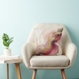 Cojín Decorativo Elegant Burgundy and Gold Watercolor Art