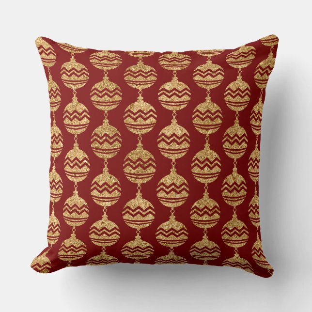Cojín Decorativo Elegant Burgundy & Gold Christmas Pillow – Luxury  (Anverso)