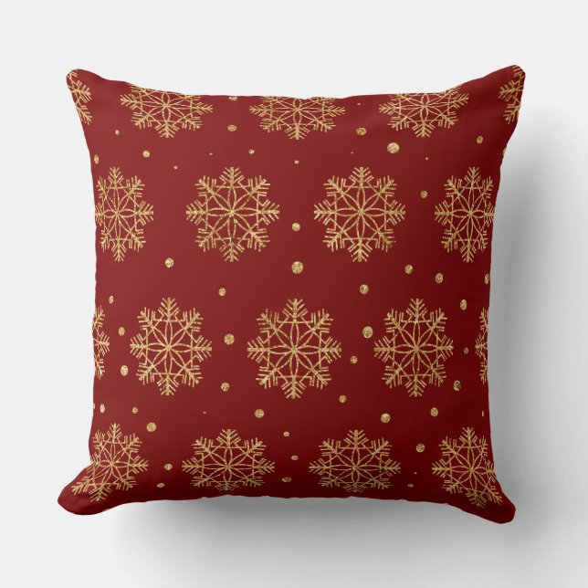 Cojín Decorativo Elegant Burgundy & Gold Christmas Pillow – Luxury  (Anverso)