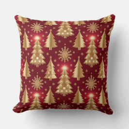 Cojín Decorativo Elegant Burgundy & Gold Christmas Pillow – Luxury 