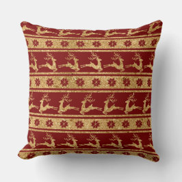 Cojín Decorativo Elegant Burgundy & Gold Christmas Pillow – Luxury 