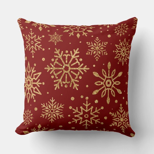 Cojín Decorativo Elegant Burgundy & Gold Christmas Pillow – Luxury  (Anverso)