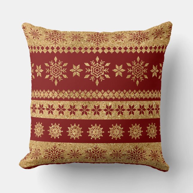 Cojín Decorativo Elegant Burgundy & Gold Christmas Pillow – Luxury  (Anverso)
