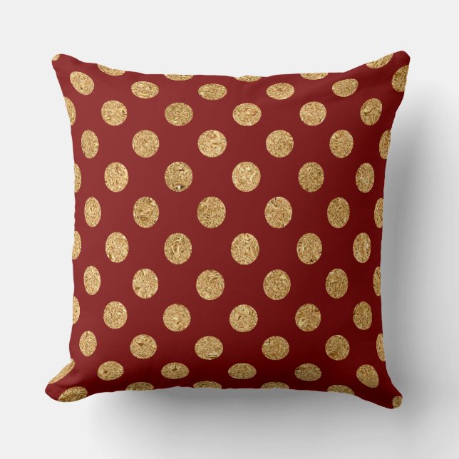 Cojín Decorativo Elegant Burgundy & Gold Christmas Pillow – Luxury  (Anverso)