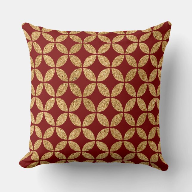 Cojín Decorativo Elegant Burgundy & Gold Christmas Pillow – Luxury  (Anverso)