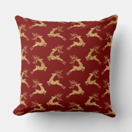 Cojín Decorativo Elegant Burgundy & Gold Christmas Pillow – Luxury 