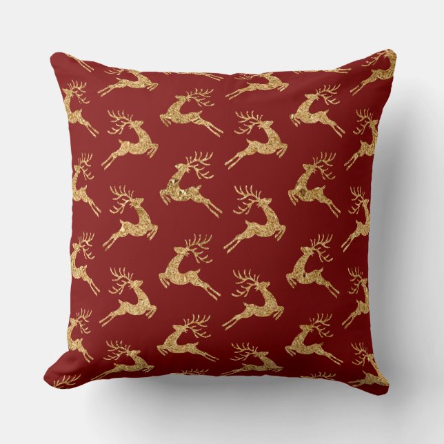 Cojín Decorativo Elegant Burgundy & Gold Christmas Pillow – Luxury  (Anverso)