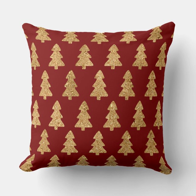 Cojín Decorativo Elegant Burgundy & Gold Christmas Pillow – Luxury  (Anverso)