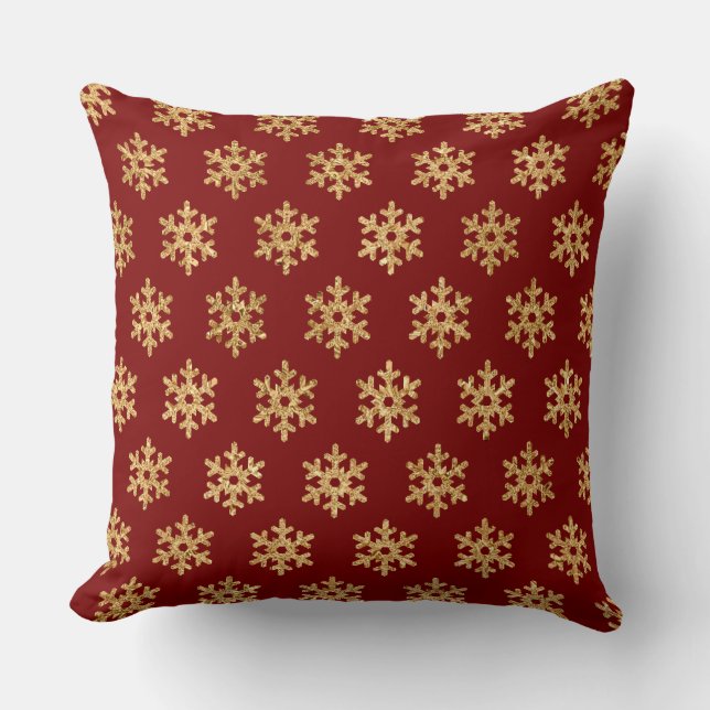 Cojín Decorativo Elegant Burgundy & Gold Christmas Pillow – Luxury  (Anverso)