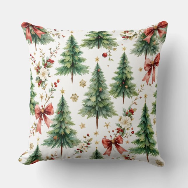 Cojín Decorativo Elegant Christmas Tree Floral Pattern Pillow (Anverso)