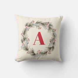 Cojín Decorativo Elegant Custom Monogram Christmas Wreath