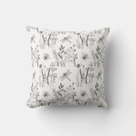 Cojín Decorativo Elegant Dragonflies & Wildflowers 