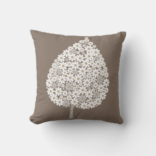 Cojín Decorativo Elegant Floral Leaf Design – White and Soft Grey