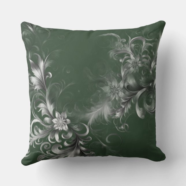 Cojín Decorativo  Elegant Forest Green and Silver  (Reverso )