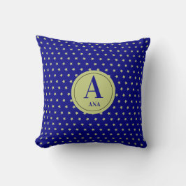 Cojín Decorativo Elegant Gold & Blue Star Pattern Monogram