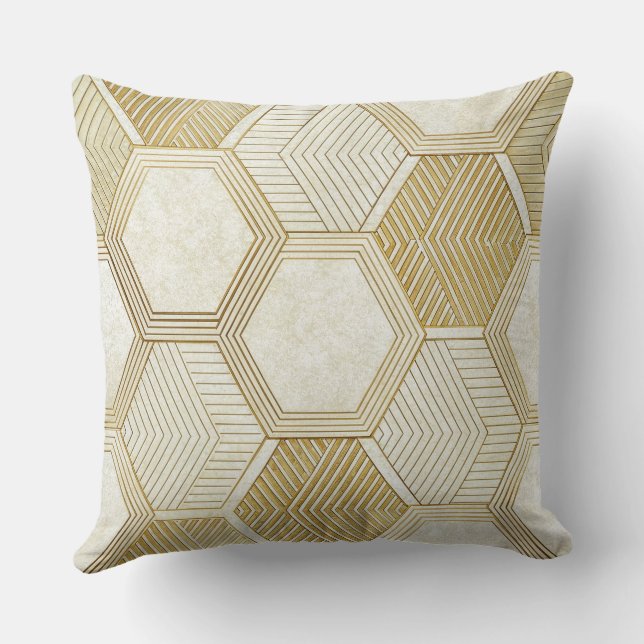 Cojín Decorativo Elegant Gold Hexagon Geometric Pattern - Marble 2 (Reverso )