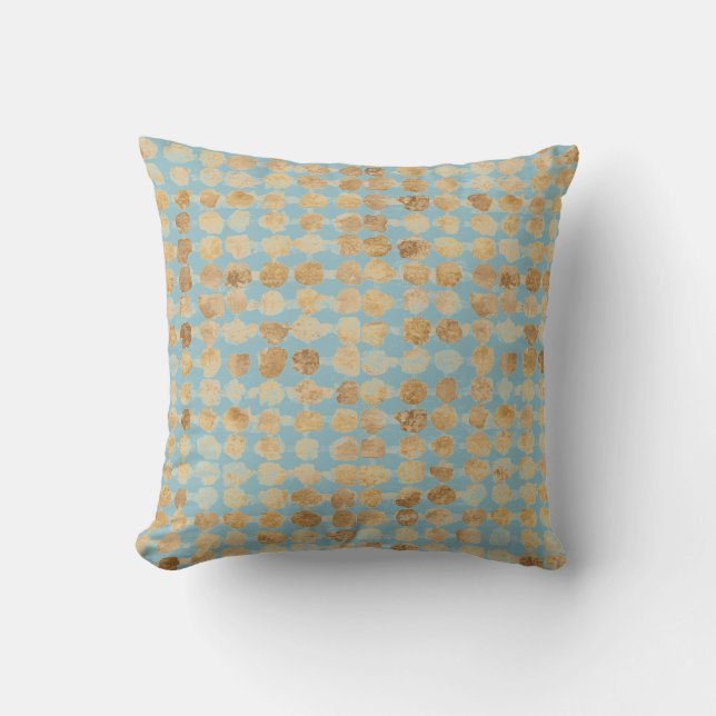 Cojín Decorativo Elegant, Gold Soft Blue Polkadot Pattern (Anverso)