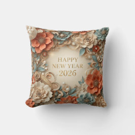 Cojín Decorativo elegant happy new year floral  throw pillow