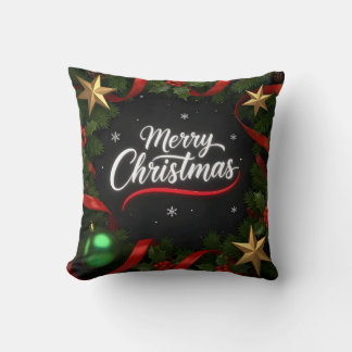 Cojín Decorativo Elegant Merry Christmas Festive Throw Pillow
