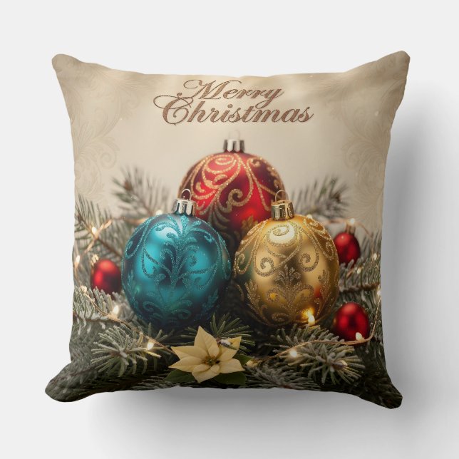 Cojín Decorativo Elegant Merry Christmas Ornament Pillow (Anverso)