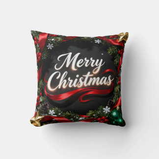 Cojín Decorativo Elegant Merry Christmas Wreath Pillow